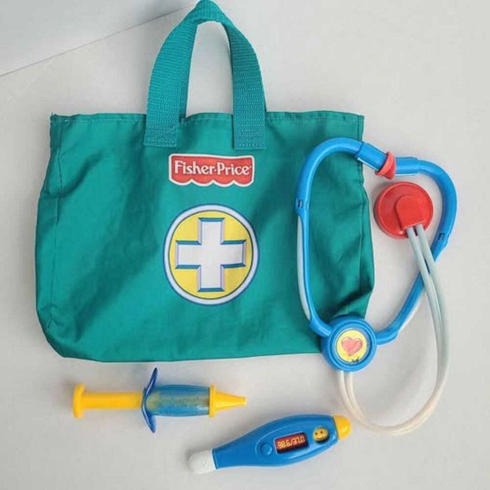 Vintage Fisher Price First Aid Medical Bag Pretend Play